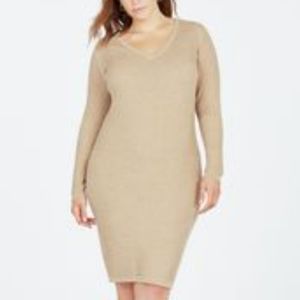 NWOT Bodycon, V-neck, Long Sleeve, Ribbed Knit, Sweater Dress